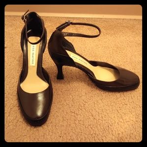 Ann Marino Black and Brown Heels with Ankle Strap